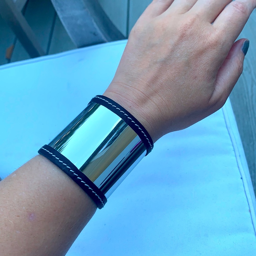 Michael Kors leather and silver cuff